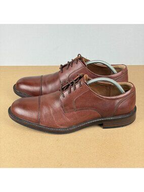 Johnston & Murphy Tabor Cap Toe Leather Derby Shoes Mens 10.5 Brown Lace Up